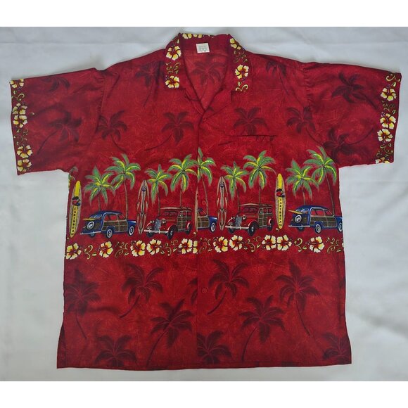 Rima Beach World Hawaiian Tropical Beach Caribbean Short Sleeve Shirt Men's XL - Picture 2 of 8